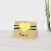 木目調モダンハートの感謝カード(黄色) サンキューカード (正面)