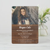 木目調写真卒業式招待状 招待状 (スタンド正面)