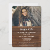 木目調写真卒業生招待状 招待状 (正面)