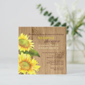 木目調水彩ひまわりウェディングシャワー 招待状 (スタンド正面)