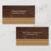 木目調 | ダブルステッチタン革 名刺 (正面/裏面)