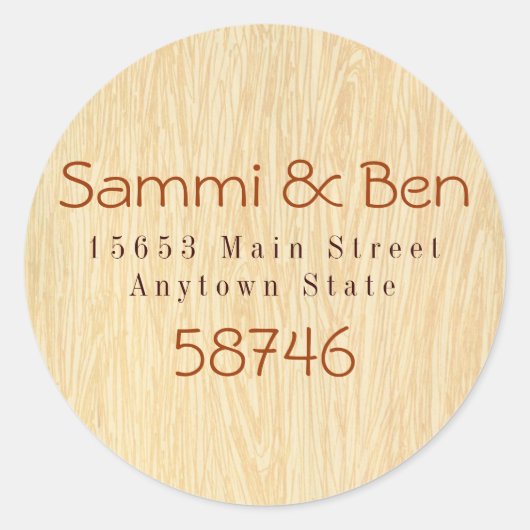 木目貼りラベル ラウンドシール (正面)
