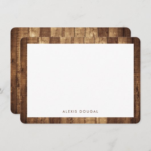 木目農家素朴文房具パーソナライズされた ノートカード (正面/裏面)