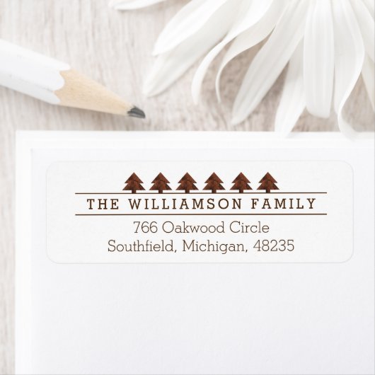 木目野外素朴松の木の森ファミリー ラベル (インサイチュ)