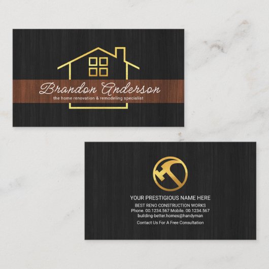 木目金ゴールド建物枠の改装 名刺 (正面/裏面)