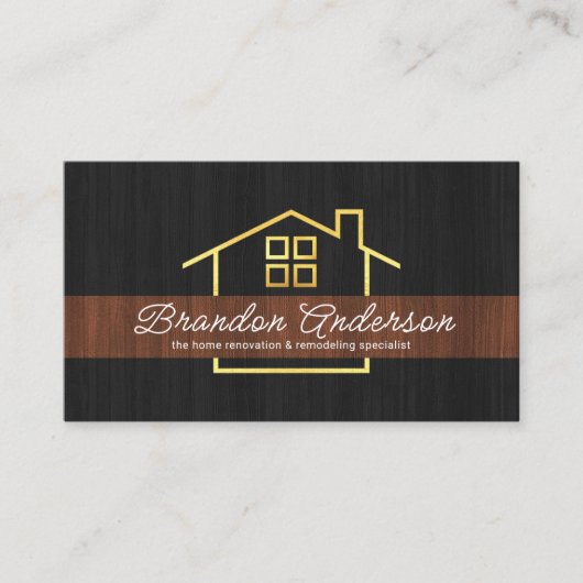 木目金ゴールド建物枠の改装 名刺 (正面)