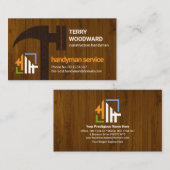 木目金槌の木材パネルビルダーの手作り 名刺 (正面/裏面)