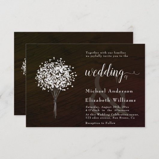 木目黒と白 |ロマンチッ結婚クな書道のI 招待状 (正面/裏面)