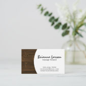 木目 | マッサージセラピスト 名刺 (スタンド正面)
