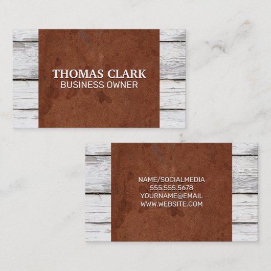 木目 | 茶色のヴィンテージテクスチャ 名刺 (正面/裏面)