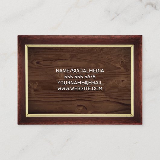 木目 |茶色のヴィンテージ枠 名刺 (裏面)