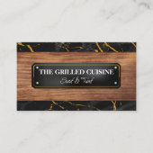 木目 |黒い金ゴールド大理石 |ルクス 名刺 (正面)