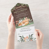 木眠素朴キツネウッドランドベビーシャワー オールインワン招待状 (貼ってはがせる)