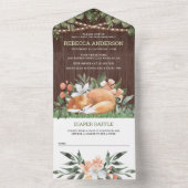 木眠素朴キツネウッドランドベビーシャワー オールインワン招待状 (内側)