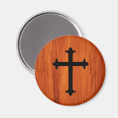 木磁石の黒いクリスチャン聖十字架 マグネット (正面/裏面)