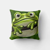 木立おもしろいアニメで愛らしい可愛いグリーンカエル クッション (正面)