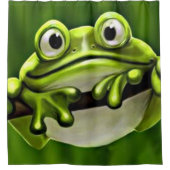 木立おもしろいアニメで愛らしい可愛いグリーンカエル シャワーカーテン (正面)