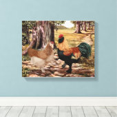 木立ちの中のファバロル・サーモン・ルースターとヘン キャンバスプリント (インサイチュ (ウッドフロア))