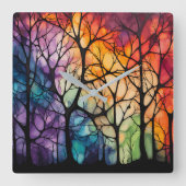 木立の壁時計を通して スクエア壁時計 (正面)