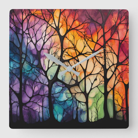 木立の壁時計を通して スクエア壁時計 (正面)