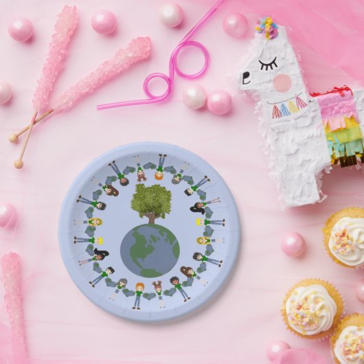 木立マンガお洒落ー・アートと地球の日の子ども ペーパープレート (パーティー)