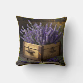 木箱に入れたカントリーラベンダー クッション