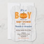 木粉カボチ素朴ャの男の赤ちゃんシャワー招待 招待状 (正面)