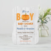 木粉カボチ素朴ャの男の赤ちゃんシャワー招待 招待状 (スタンド正面)