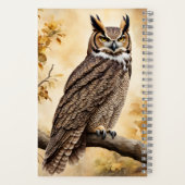 木素晴らしに止まる角のフクロウ ノートブック (裏面)
