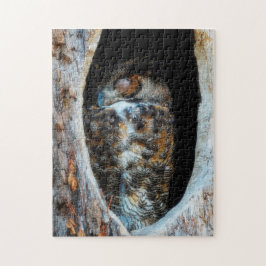 木素晴らしの空洞で眠る角のフクロウ ジグソーパズル