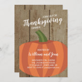 木素朴とカボチャ感謝祭ディナーパーティー 招待状 (正面/裏面)