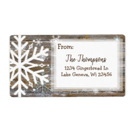 木素朴とクリスマスの雪片の住所 ラベル