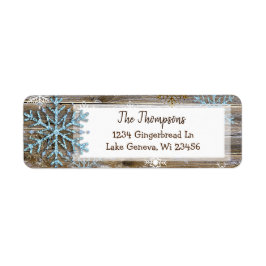 木素朴とクリスマスの雪片の住所 ラベル