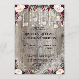 木素朴とストリングライトレースジャー結婚ズ 招待状