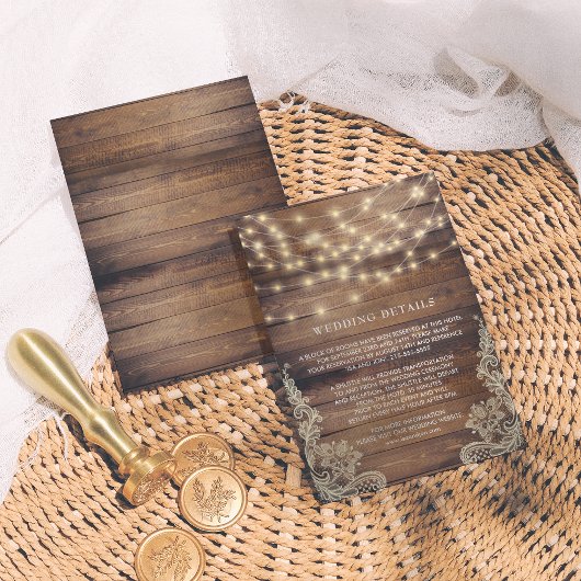 木素朴とストリングライト |レース結婚の詳細 エンクロージャーカード