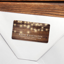 木素朴とストリングライト |ヴィンテージレース結婚ズ ラベル