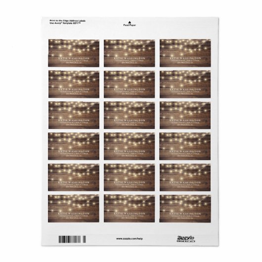 木素朴とストリングライト |ヴィンテージレース結婚ズ ラベル (フルシート)