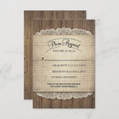 木素朴とバーラップレースの結婚式RSVPカード 出欠カード (正面/裏面)