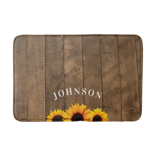 木素朴とヒマワリパーソナライズされたズバスマット バスマット (正面)