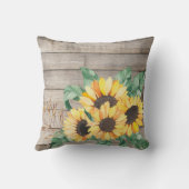 木素朴とヒマワリ装飾用クッション クッション (裏面)