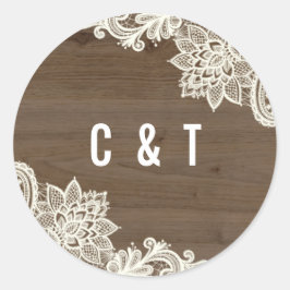木素朴とレースのシール ラウンドシール