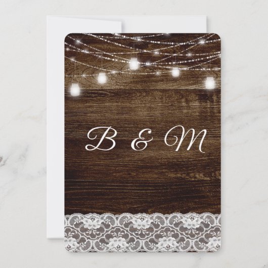木素朴とレースのメイスンジャー結婚ライト 招待状 (裏面)
