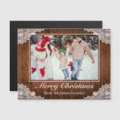 木素朴とレースの写真メリークリスマスグリーティング (正面/裏面)