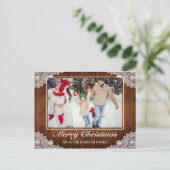 木素朴とレースの写真メリークリスマスグリーティング 案内ポストカード (スタンド正面)