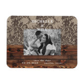 木素朴とレースの写真Date Magnetを保存 マグネット (横)