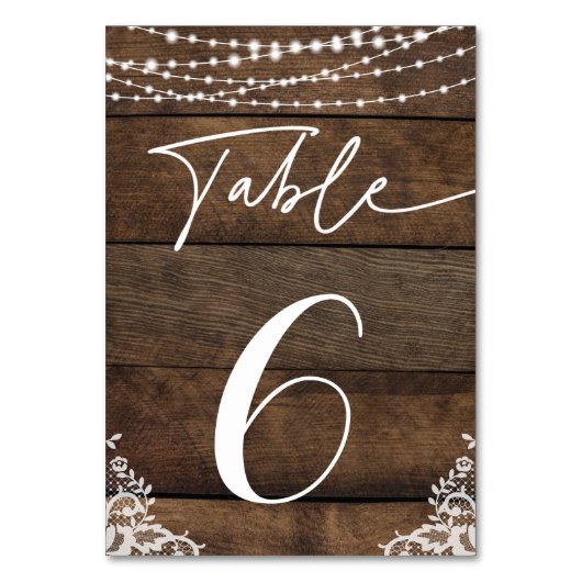 木素朴とレースの国の結婚式のテーブル番号 テーブルナンバー (正面)