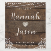 木素朴とレースの国の結婚式のワインラベル ワインラベル (シングルラベル)