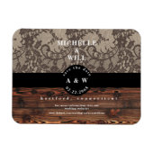 木素朴とレースの結婚式の日付を保存 マグネット (横)