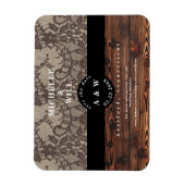 木素朴とレースの結婚式の日付を保存 マグネット (縦)