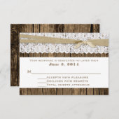 木素朴とレースの結婚式RSVPカード 出欠カード (正面/裏面)